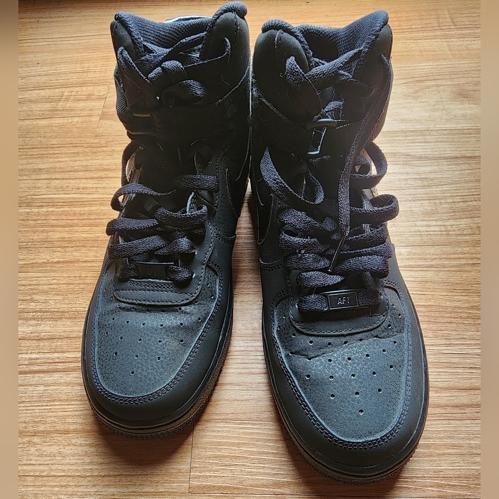 Nike Air Force 1 Boys High GS Black Youth Basketball Shoes Black Size 6.5